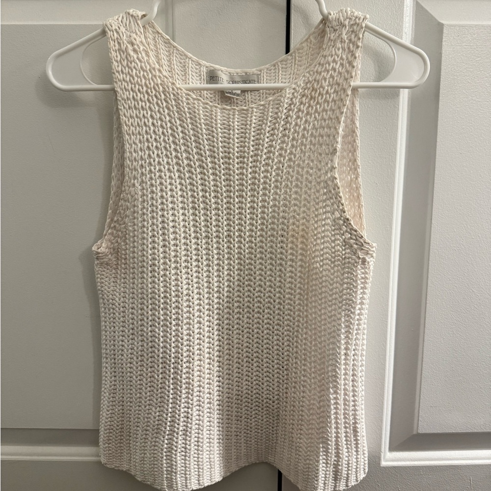 Women's Cream Knit Sleeveless Top